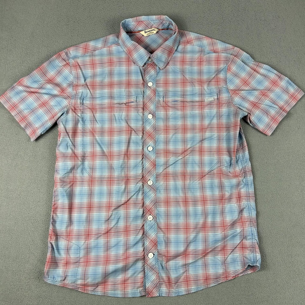 Simms Blue and Red Plaid Button Down Shirt